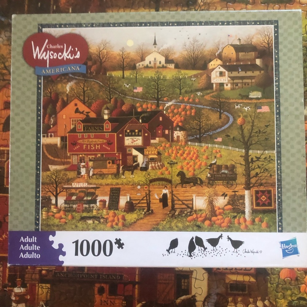 Charles Wysocki Americana 1000 piece puzzle black bird’s roost pumpkins barn
